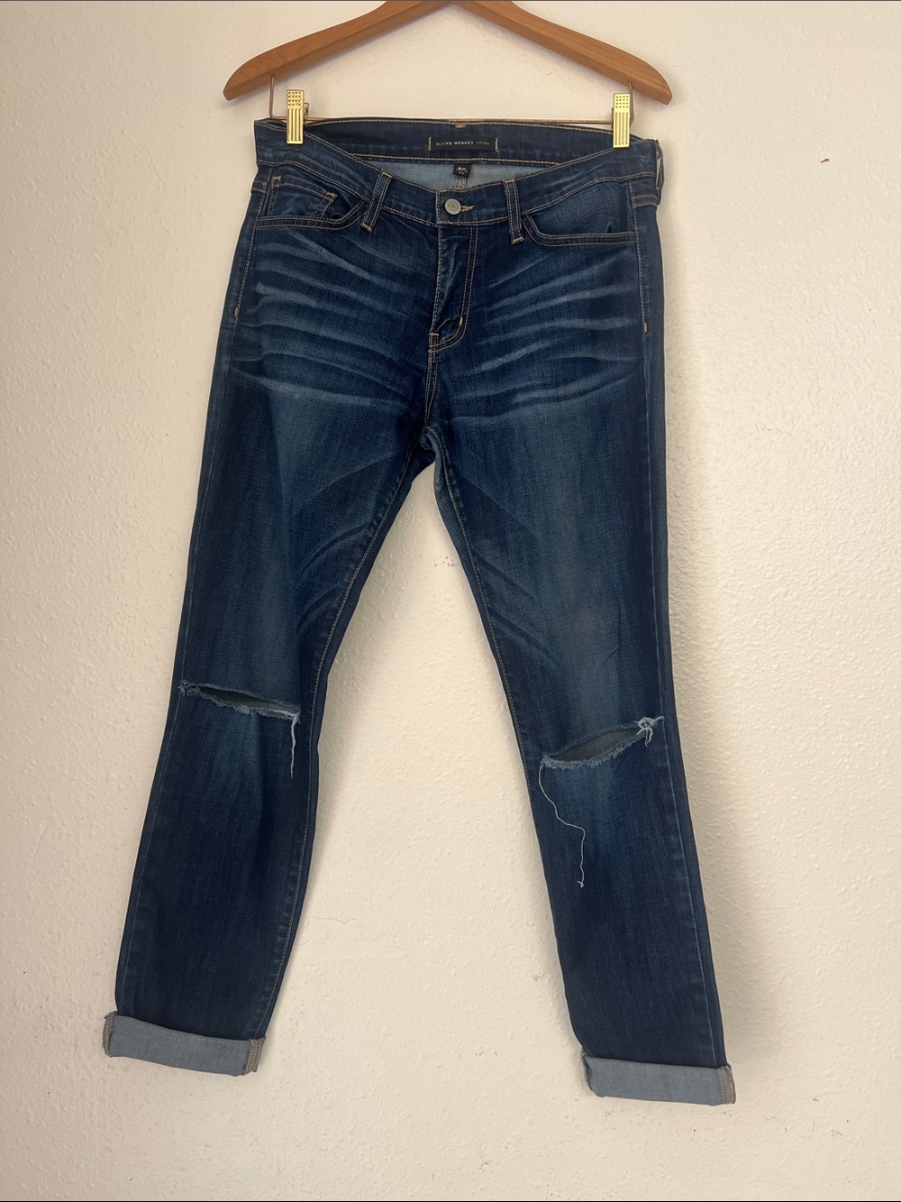 Flying Monkey Dark Blue Distressed Boyfriend Jeans